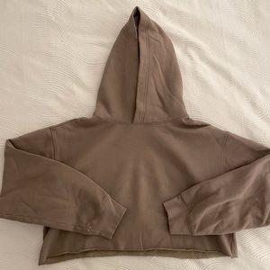 TNA Taupe Crop Hoodie Sweatshirt